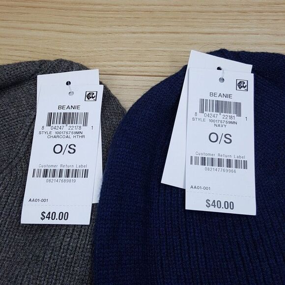 ALFANI 2-PACK Mens Beanie Hat Gray Blue Ribbed Stretch Knit - Picture 4 of 5